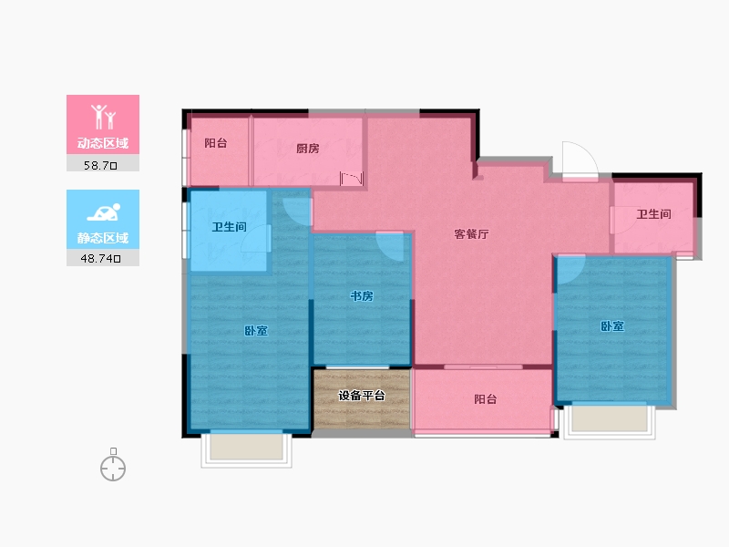 浙江省-丽水市-滨园南城骊苑-102.34-户型库-动静分区