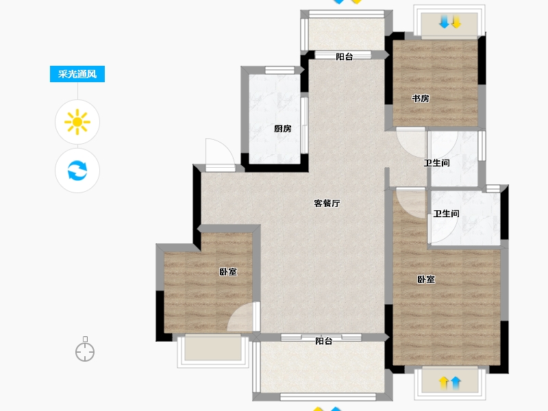 江西省-南昌市-安义中梁首府锦园-85.00-户型库-采光通风