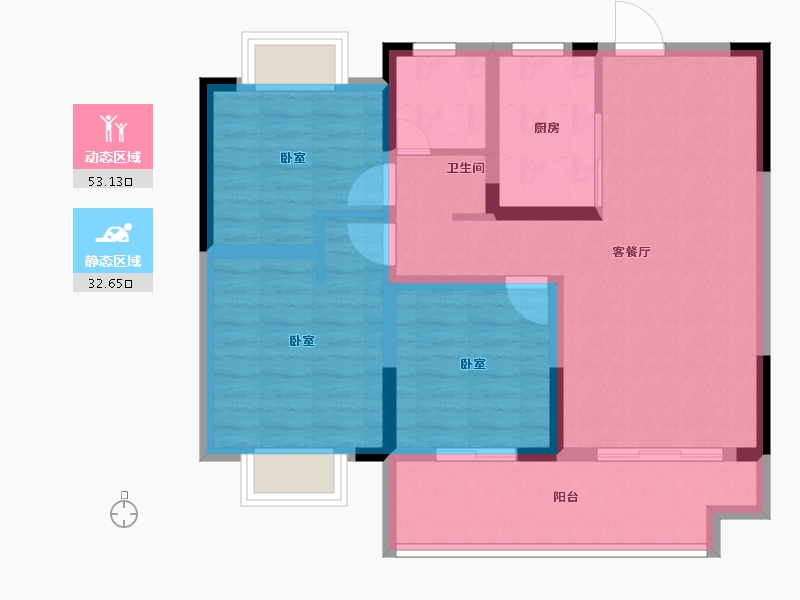 安徽省-淮南市-斌锋·江山印-76.01-户型库-动静分区