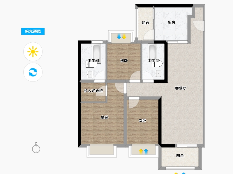 江苏省-扬州市-恒大御湖郡-97.00-户型库-采光通风