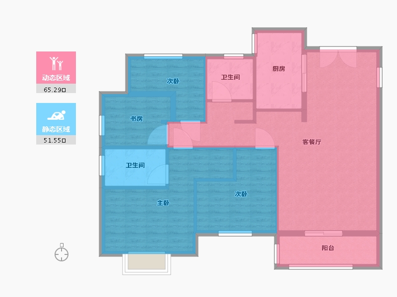 江苏省-南通市-香江翡翠观澜-106.00-户型库-动静分区