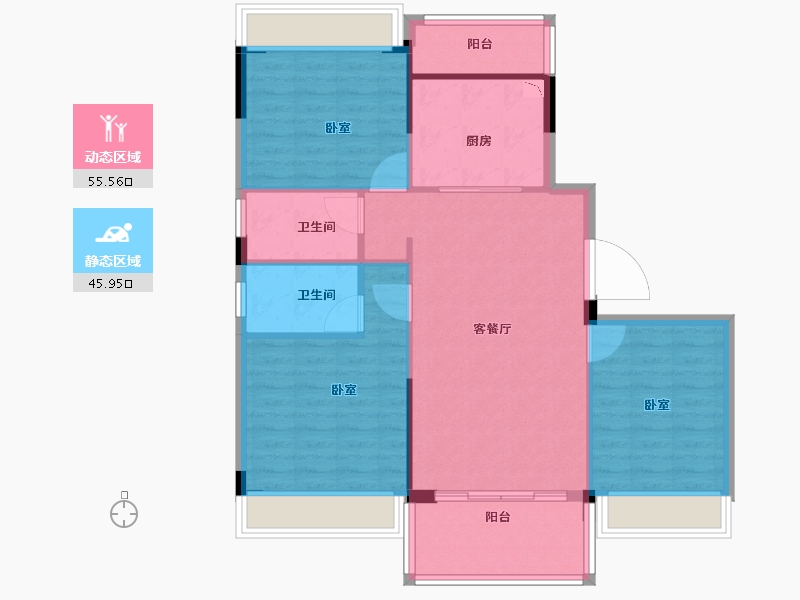 浙江省-丽水市-碧桂园翡翠公馆-92.23-户型库-动静分区