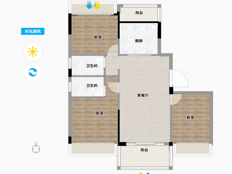 浙江省-丽水市-碧桂园翡翠公馆-92.23-户型库-采光通风