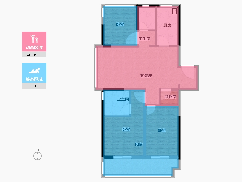 安徽省-合肥市-金地格林传奇-90.00-户型库-动静分区