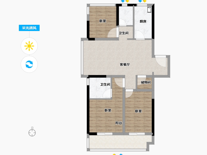 安徽省-合肥市-金地格林传奇-90.00-户型库-采光通风