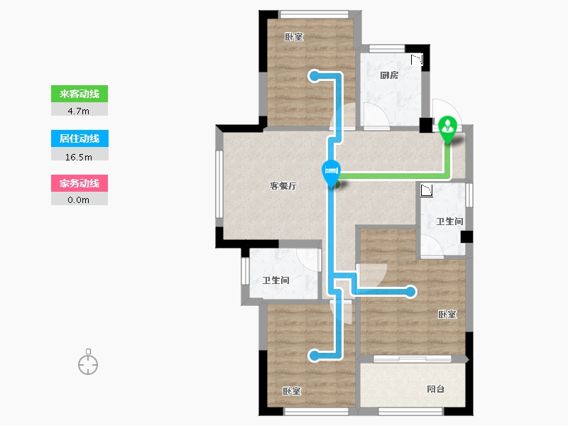 浙江省-宁波市-河姆渡国际花园二期-71.00-户型库-动静线