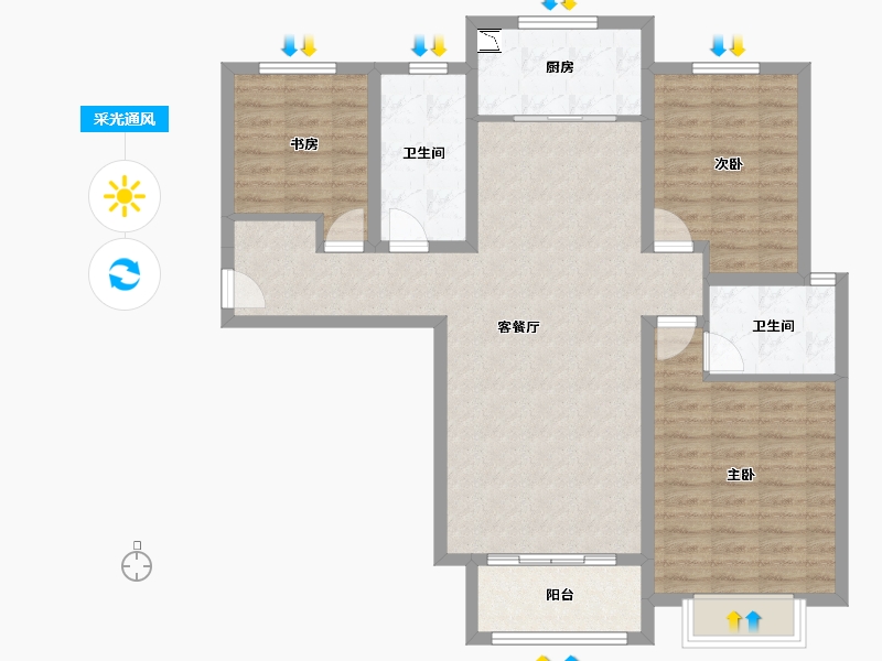 甘肃省-兰州市-泰林·黄河馨苑-99.84-户型库-采光通风