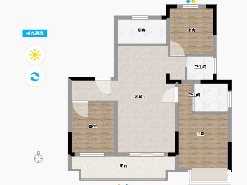 浙江省-宁波市-宝龙东望-86.00-户型库-采光通风