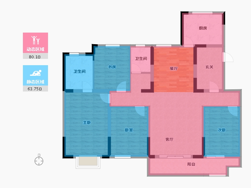 山东省-济南市-中建长清湖-128.72-户型库-动静分区