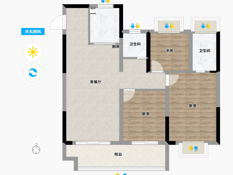 安徽省-淮南市-斌锋·江山印-86.10-户型库-采光通风