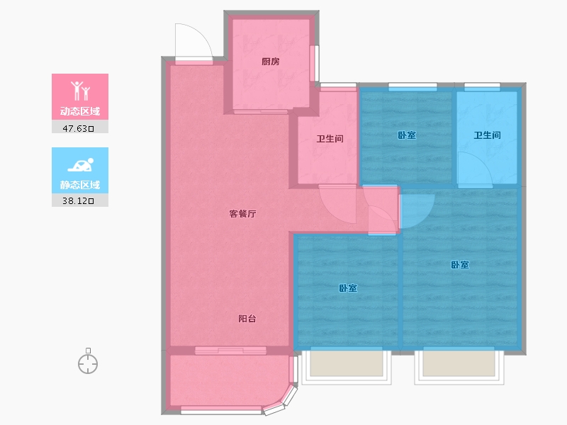 浙江省-宁波市-美的合景·美云合府-77.23-户型库-动静分区