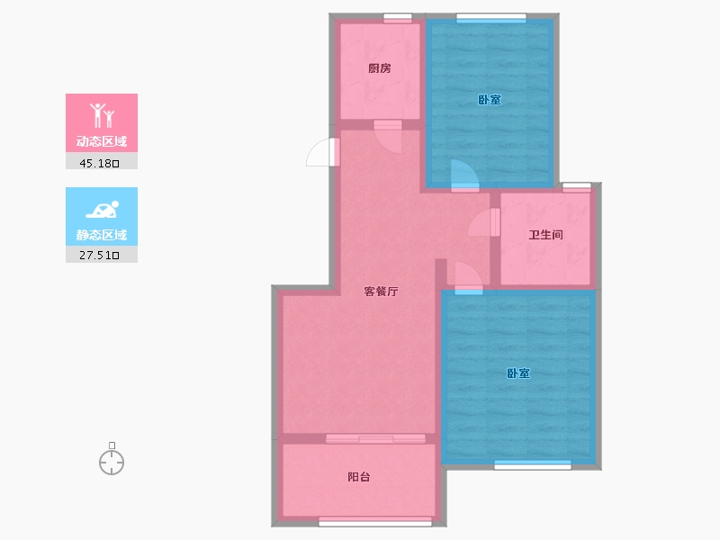 浙江省-宁波市-明岚雅院-63.99-户型库-动静分区