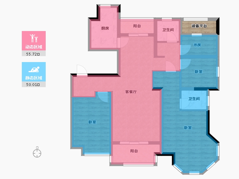 浙江省-嘉兴市-紫金华庭-95.48-户型库-动静分区