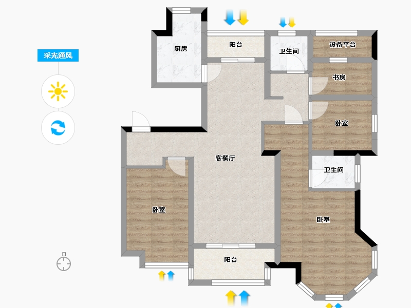 浙江省-嘉兴市-紫金华庭-95.48-户型库-采光通风