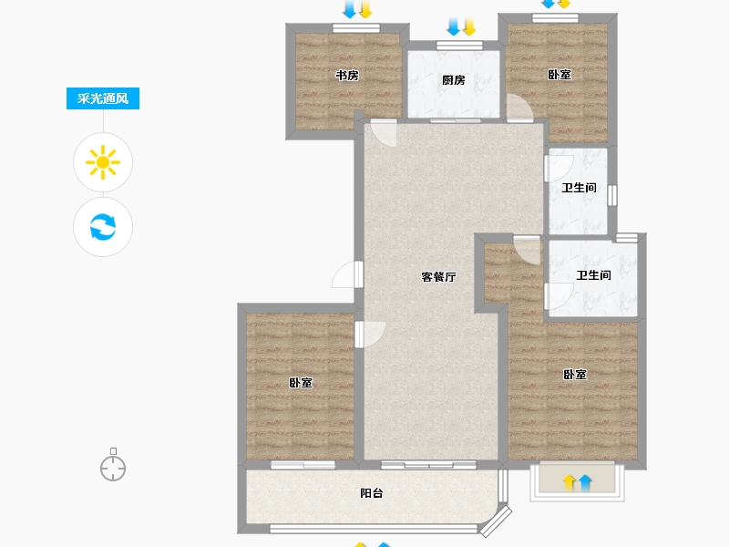 浙江省-宁波市-美的合景·美云合府-102.10-户型库-采光通风