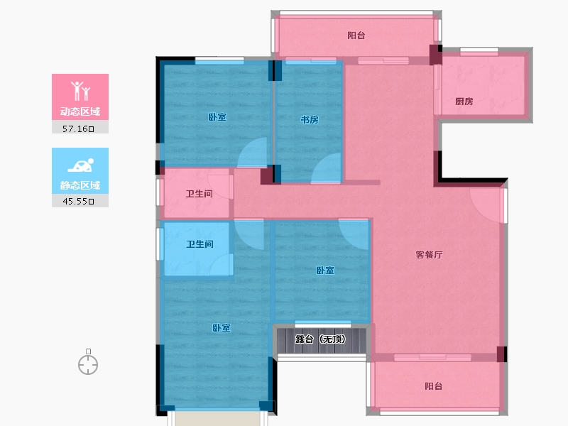 福建省-龙岩市-漳平宏盛·学府珑庭-94.23-户型库-动静分区