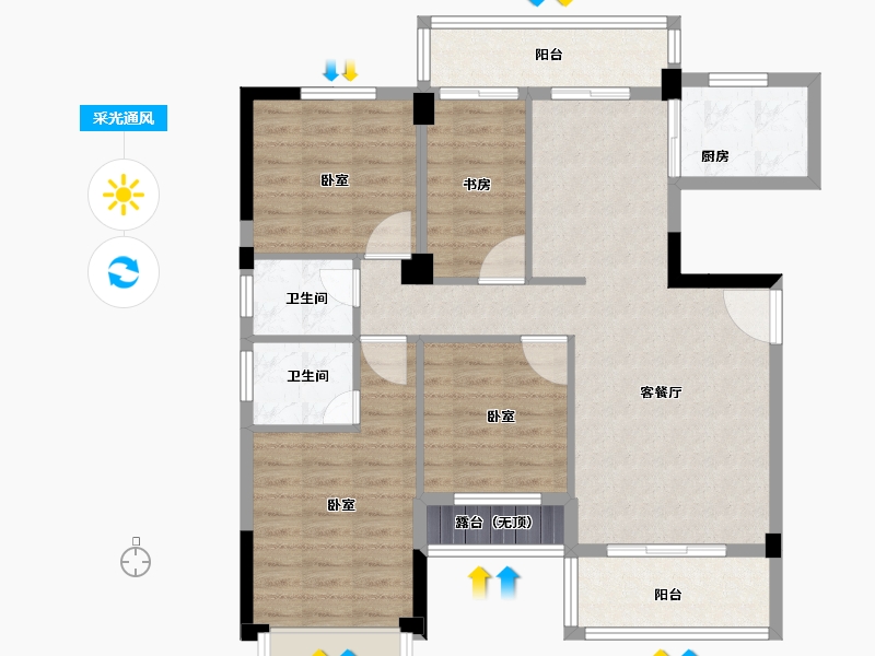 福建省-龙岩市-漳平宏盛·学府珑庭-94.23-户型库-采光通风