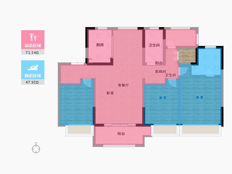 江苏省-无锡市-美的公园天下-108.00-户型库-动静分区