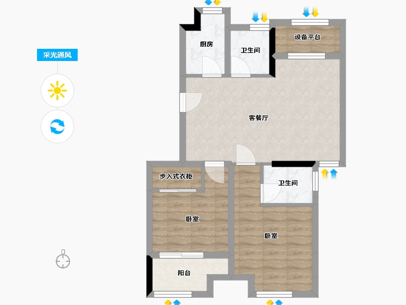 浙江省-嘉兴市-紫金华庭-62.22-户型库-采光通风