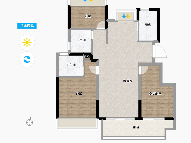 江苏省-盐城市-盐城金樾府-80.00-户型库-采光通风