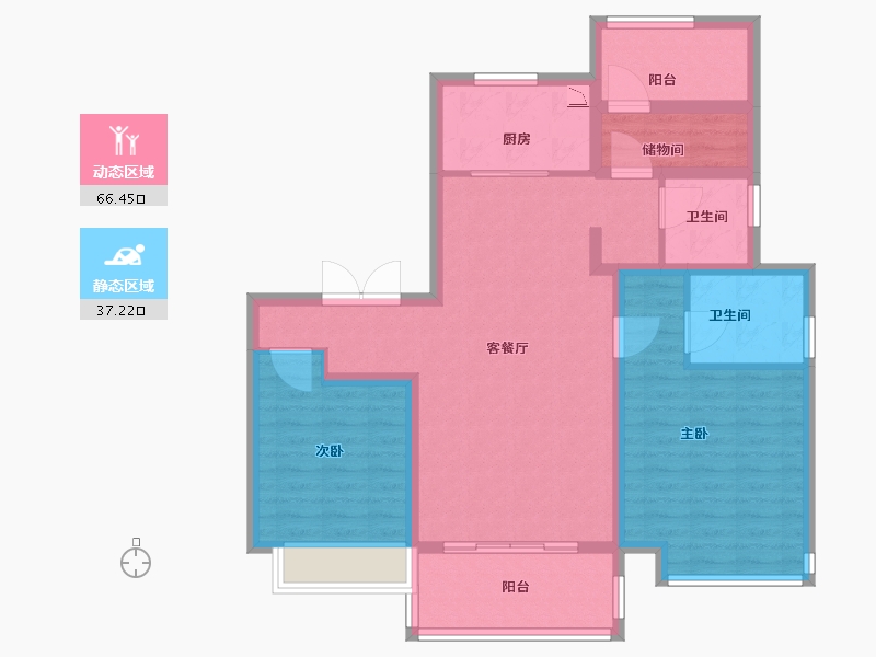 江苏省-泰州市-金通桃花源-92.00-户型库-动静分区