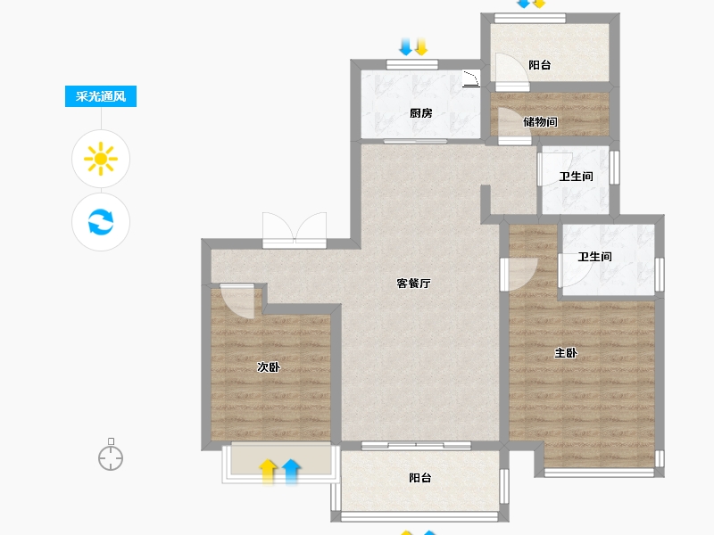 江苏省-泰州市-金通桃花源-92.00-户型库-采光通风