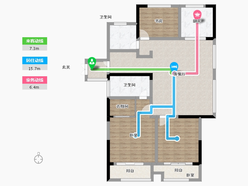 安徽省-淮南市-观湖名居二期湖公馆-119.46-户型库-动静线