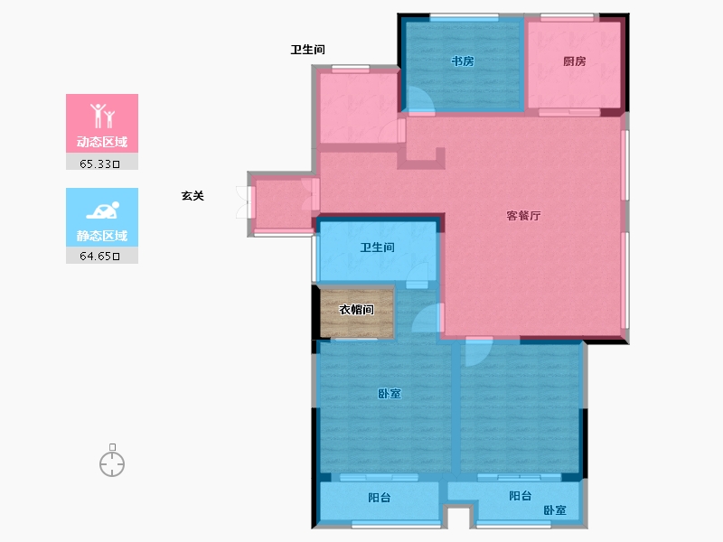 安徽省-淮南市-观湖名居二期湖公馆-119.46-户型库-动静分区