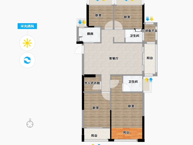 浙江省-丽水市-东方嘉苑-110.00-户型库-采光通风