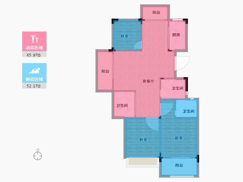 浙江省-嘉兴市-嘉兴恒大香湖左岸-108.00-户型库-动静分区