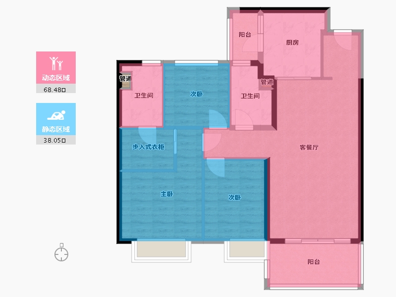 江苏省-泰州市-泰州恒大华府-96.00-户型库-动静分区