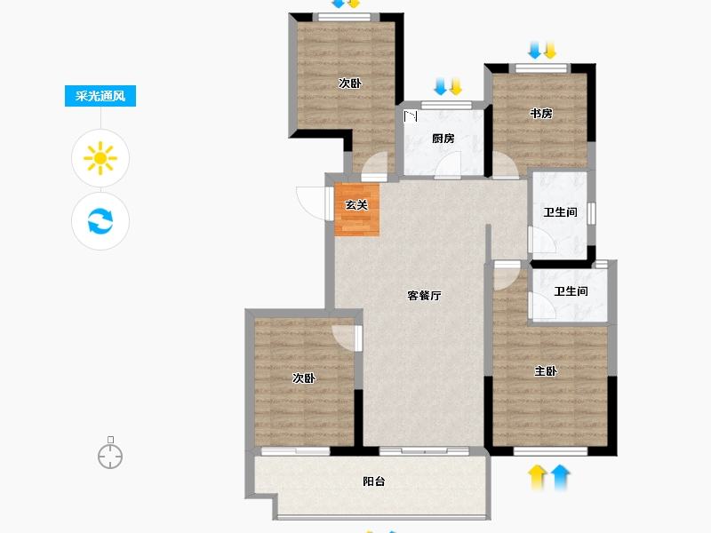 安徽省-阜阳市-颍上富力城-99.00-户型库-采光通风