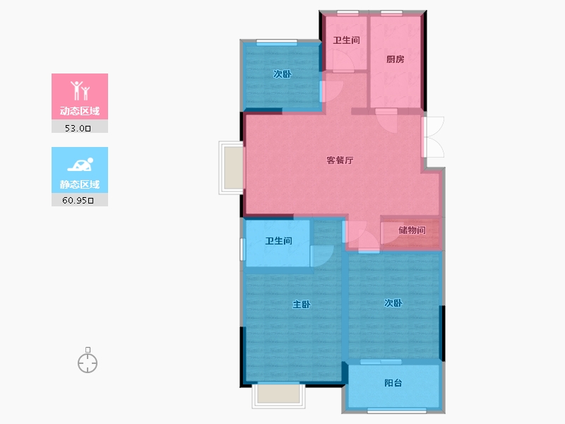 江苏省-南通市-江景瑞园-102.00-户型库-动静分区