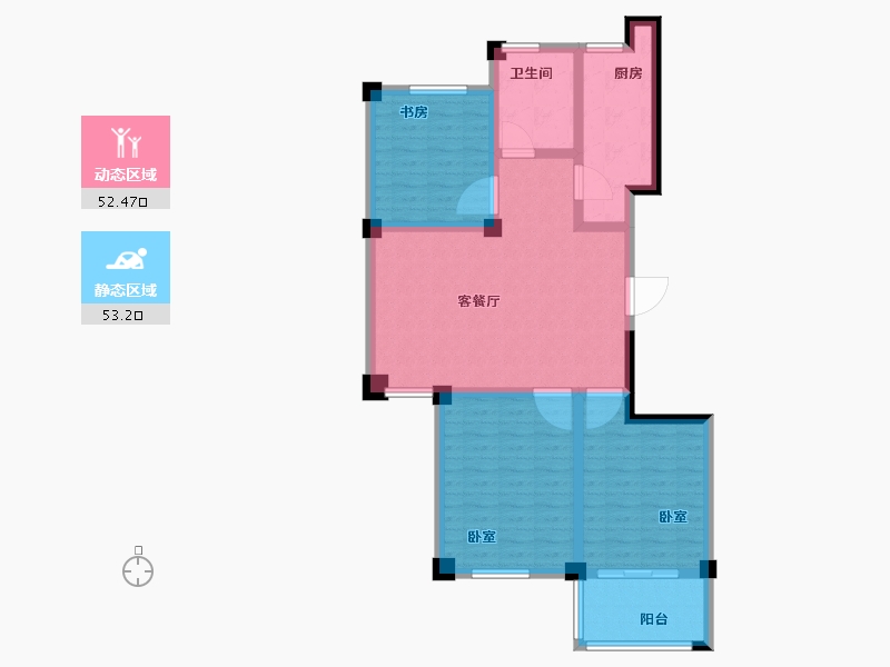 浙江省-宁波市-翰香景庭南苑-94.00-户型库-动静分区