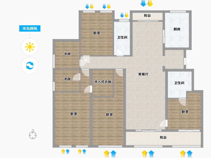 浙江省-杭州市-和家园雍园-189.34-户型库-采光通风