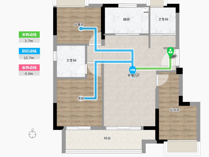 福建省-三明市-建宁碧桂园-75.80-户型库-动静线