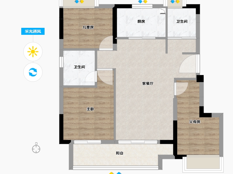 福建省-三明市-建宁碧桂园-75.80-户型库-采光通风