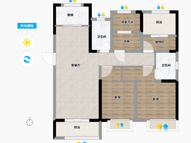 安徽省-合肥市-朗香书院-92.00-户型库-采光通风