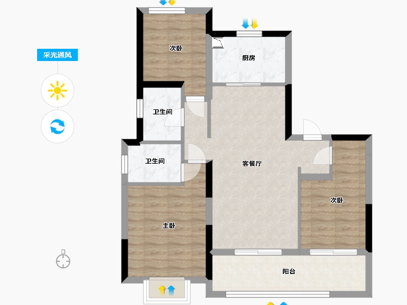 江苏省-南通市-紫宸府-77.79-户型库-采光通风