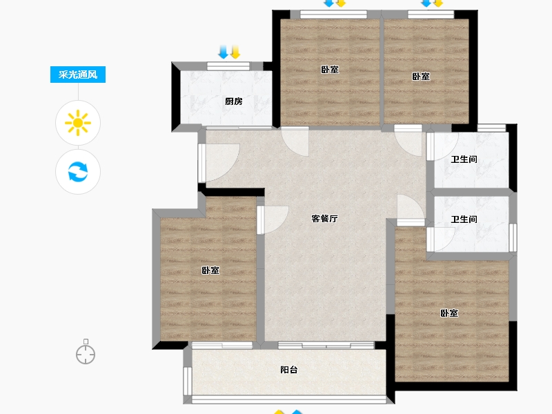 安徽省-合肥市-荣盛书香府邸-96.00-户型库-采光通风