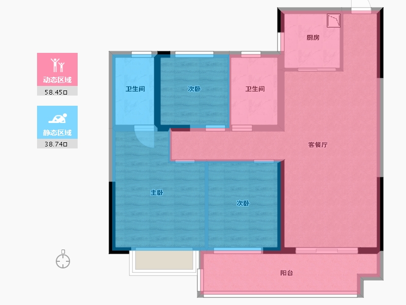 江西省-萍乡市-鼎鑫公元壹品-86.40-户型库-动静分区