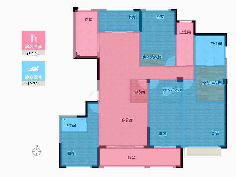 浙江省-宁波市-河姆渡国际花园二期-184.00-户型库-动静分区