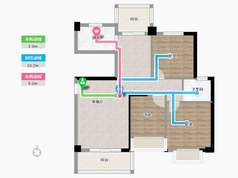 福建省-龙岩市-漳平宏盛·学府珑庭-80.01-户型库-动静线