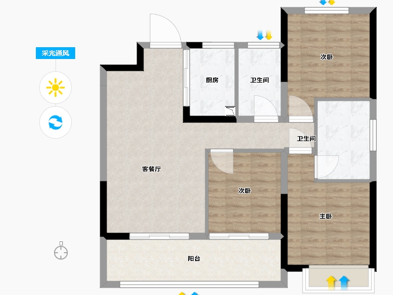 福建省-厦门市-保利万兆大国璟-88.53-户型库-采光通风