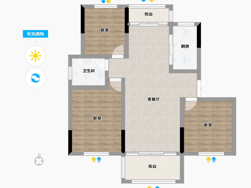 安徽省-芜湖市-滨湖世纪-88.29-户型库-采光通风