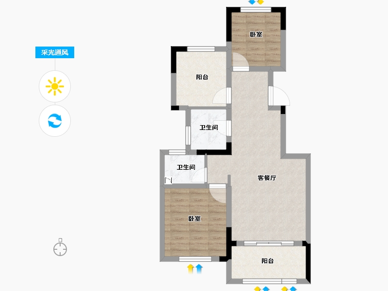 安徽省-合肥市-金大地翡翠公馆-66.19-户型库-采光通风