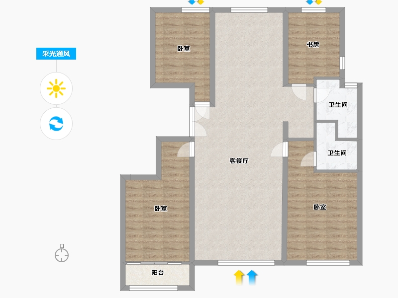 宁夏回族自治区-银川市-丰泽美居-109.13-户型库-采光通风