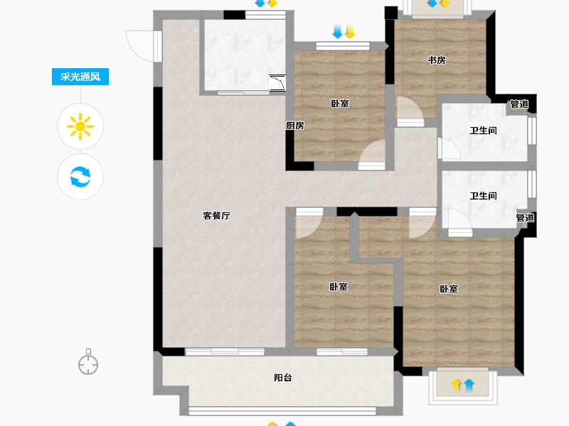 安徽省-淮南市-斌锋·江山印-98.01-户型库-采光通风