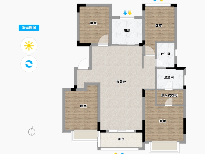 浙江省-宁波市-金地风华东方-103.00-户型库-采光通风