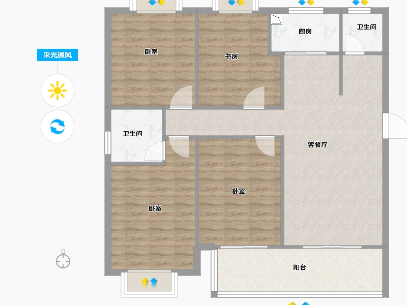 福建省-龙岩市-万星悦府-106.14-户型库-采光通风